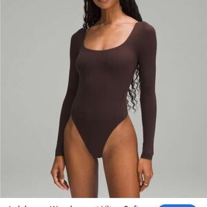 Lululemon Chocolate brown Long Sleeve wundermost ultra soft nulu bodysuit
